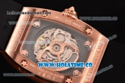 Richard Mille RM 007 Miyota 9015 Automatic Diamonds/Rose Gold Case with Skeleton Dial and White Arabic Numeal Markers (K)