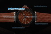 Hublot Big Bang King Chronograph Miyota Quartz Movement Brown Dial with Brown Rubber Strap and PVD Bezel