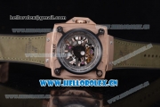 Hublot Masterpiece MP 08 Antikythera Sunmoon Asia 2813 Automatic Rose Gold Case Skeleton Dial and Army Green Leather Strap