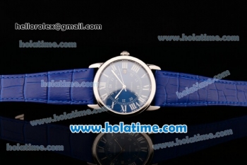 Cartier Ronde Solo Swiss ETA 2836 Automatic Steel Case with White Roman Numeral Markers Blue Dial and Blue Leather Strap