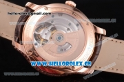 Jaeger-LECoultre Master Grande Tourbillon Swiss Tourbillon Automatic Rose Gold Case with Diamonds Dial and Brown Leather Strap (FT)