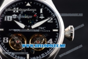 IWC Big Pilot Double Tourbillon Asia ST28 Automatic Steel Case with Black Dial and Black Leather Strap Stick/Arabic Numeral Markers