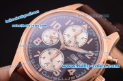 IWC Portuguese Swiss ETA 7750 Automatic Rose Gold with Coffe Dial and Leather Strap-1:1 Original