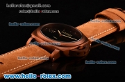 Panerai Luminor 1950 3 Days Clone P.3000 Manual Winding Brown PVD Case with Black Dial and Brown Leather Strap