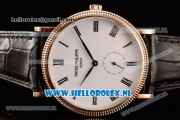 Patek Philippe Calatrava Small Seconds Miyota 9015 Automatic Rose Gold Case with White Dial Roman Numberal Markers and Black Genuine Leather Strap (GF)