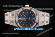 Audemars Piguet Royal Oak 41MM Clone AP Cabibre 3120 Automatic Diamonds/Steel Case with Blue Dial and Luminous Stick Markers (EF)