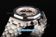 Audemars Piguet Royal Oak Offshore Panda Themes Swiss Valjoux 7750 Automatic Movement Full Steel with White Grid Dial and Black Numeral Markers-Big Calendar