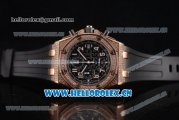 Audemars Piguet Royal Oak Offshore Seiko VK67 Quartz Rose Gold/Diamonds Case with Black Dial and Black Rubber Strap