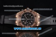 Audemars Piguet Royal Oak Offshore Seiko VK67 Quartz Rose Gold/Diamonds Case with Black Dial and Black Rubber Strap