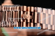 Rolex Day-Date Swiss ETA 2836 Automatic Rose Gold Case/Bracelet with Silver Dial and Stick Markers Diamonds Bezel (BP)