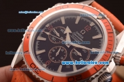 Omega Seamaster Chronograph Automatic Movement with Black Dial,Red Bezel and Orange Leather strap