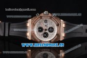 Audemars Piguet Royal Oak Offshore Seiko VK67 Quartz Rose Gold/Diamonds Case with White Dial and Arabic Numeral Markers Black Rubber Strap