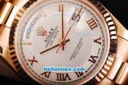 Rolex Day Date Swiss ETA 2836 Automatic Movement Full Rose Gold with White Dial and Rose Gold Roman Markers