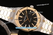 Audemars Piguet Royal Oak Swiss ETA 2824 Automatic Two Tone Case with Two Tone Strap and Black Grid Dial - 1:1 Original