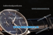 1:1 Jaeger-LECoultre Master Georgraphic Miyota 9015 Automatic Steel Case with Blue Dial Stick Markers and Blue Genuine Leather