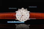 IWC Portuguese Chronograph Quartz Movement Steel Case with White Dial and Brown Leather Strap