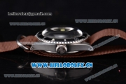 Rolex Submariner Vintage Asia 2813 Automatic Steel Case with Black Dial Stick/Arabic Number Markers and Brown Nylon Strap