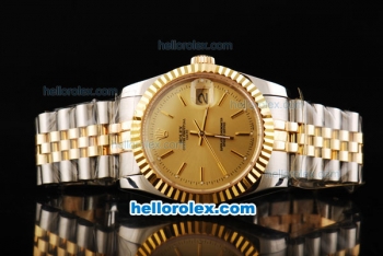 Rolex Datejust Automatic Movement Gold Dial with Gold Stick Markers and Steel Case-18K Gold Never Fade