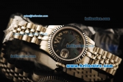 Rolex Datejust Automatic Movement ETA Coating Case with Black MOP Dial and Steel Strap