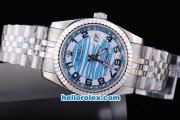 Rolex Datejust Oyster Perpetual Automatic Movement with Blue Water Wave Dial and Black Number Marking