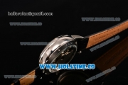 Glashutte Automatic Steel Case with Black Dial and Black Leather Strap