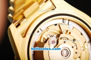 Rolex Day-Date II Swiss ETA 2836 Automatic Movement Full Gold with Black Dial and Gold Arabic Numeral Hour Markers