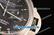 Panerai Luminor Chrono PAM310 Swiss Valjoux 7750-SHG Automatic Steel Case with Green Markers and Black Dial