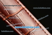 IWC Portuguese Chrono Miyota OS20 Quartz Steel Case with Brown Leather Strap and White Dial