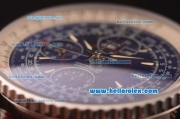 Breitling Montbrillant Swiss Valjoux 7751 Automatic Steel Case with Blue Dial and Brwon Leather Strap