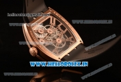 Franck Muller Vanguard Miyota Automatic Copy Tourbillon Rose Gold Case With Skeleton Dial Leather/Rubber Strap