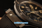 Hublot Big Bang Polo Gold Cup Chronograph Swiss Valjoux 7750 Automatic Movement Ceramic Case and Bezel with Black Dial and Black Rubber Strap-1:1 Original