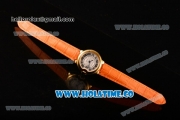 Cartier Ballon Bleu De Medium Asia 4813 Automatic Yellow Gold Case with Silver Dial and Orange Leather Strap - Roman Numeral Markers (GF)