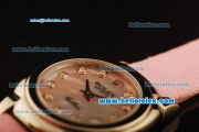 Rolex Cellini Swiss Quartz Steel Case with Pink MOP Dial and Diamond Markers-Pink Leather Strap