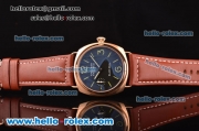 Panerai Radiomir Black Seal Asia 6497 Manual Winding Rose Gold Case with Brown Leather Strap and Black Dial