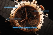 Chopard Happy Sport Chronograph Original Quartz Movement Ceramic Case with Rose Gold Bezel and Black Rubber Strap