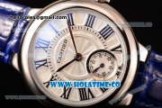 Cartier Ballon Bleu De Small Swiss Quartz Steel Case with White Dial Black Roman Numeral Markers and Blue Leather Strap