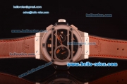 Hublot King Power Limited Automatic Rose Gold Case with Black Dial and Brown Rubber Strap