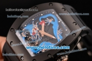 Richard Mille Tourbillon RM 057 Dragon Swiss ETA 2824 Automatic PVD Case with Black Rubber Strap and Blue Dragon Dial - 1:1 Original