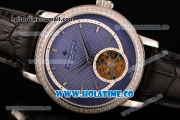 Vacheron Constantin Malte Tourbillon Asia Automatic Steel Case with Black Stick Markers and Blue Dial - Diamonds Bezel