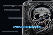 Bell & Ross BR 01 Burning Skull Asia Automatic Steel Case with Skull Dial and Black Leather Strap - 1:1 Original(AAAF)