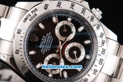 Rolex Daytona Oyster Perpetual Automatic Movement Silver Case with Black Dial and Stick Markers