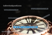 Roger Dubuis Excalibur 36 Miyota 9015 Automatic Rose Gold Case Black Dial With Roman Numeral Markers Brown Leather Strap