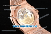 Patek Philippe Nautilus Miyota 9015 Automatic Rose Gold Case Brown Dial With Stick Markers Rose Gold Bracelet