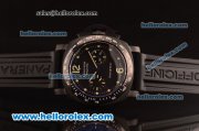 Panerai Chrono Regatta Pam 308 Swiss Valjoux 7750 Manual Winding PVD Case with Black Dial and Black Rubber Strap