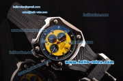 Ferrari Chrono Miyota OS20 Quartz Steel Case PVD Bezel with Black Rubber Strap and Yellow Dial