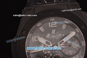 Hublot Big Bang Ferrari Swiss Valjoux 7750-SHG Automatic PVD Case with Stick/Numeral Marekrs Black Dial and Black Rubber Strap