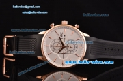 IWC Portuguese Chrono Japanese Miyota OS10 Quartz Rose Gold Case Stick Markers with Black Rubber Strap and White Dial