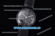 Junghans Max Bill Chronoscope Miyota OS10 Quartz PVD Case Black Dial Black Leather Strap and Stick Markers