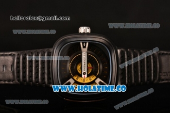 SevenFriday M2-1 Miyota 82S7 Automatic PVD Case with Black/Yellow Dial and Black Leather Strap