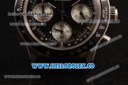 Rolex Daytona Vintage Edition Chrono Miyota OS20 Quartz Steel Case with Black Dial and Black Leather Strap